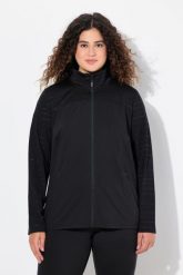 Damskie Bluza dresowa powerstretch stójka odblaski. Czarne bluzy Ulla Popken, plus size, bez wzorów, z dresówki, bez ramiączek, bez kaptura. Za 279.99 zł.