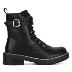 Botki JENNY. Czarne botki Jenny, bez wzorów, bez obcasa, na płaskiej podeszwie, bez zapięcia. Za 143.99 zł.