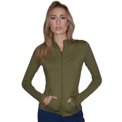 Damska kurtka jeździecka Premier Equine Prospero Slimline. Zielone kurtki PREMIER EQUINE, na lato, bez wzorów, eleganckie, bez kaptura. Za 328.50 zł.