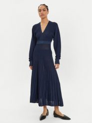 Pinko Sukienka dzianinowa Bastet 104442 A28U Granatowy Regular Fit. Niebieskie sukienki Pinko, xs, bez wzorów, z dzianiny, bez kołnierzyka, bez ramiączek. Za 609.99 zł.