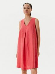 United Colors Of Benetton Sukienka letnia 4AGHDV0AX Czerwony Relaxed Fit. Czerwone sukienki United Colors Of Benetton, m, bez wzorów, ze lnu, bez kołnierzyka, bez ramiączek. Za 219.99 zł.