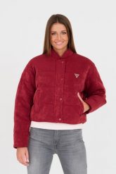 GUESS Bordowa damska kurtka. Czerwone kurtki Guess, l, z aplikacjami, bez kaptura. W wyprzedaży za 519.99 zł.