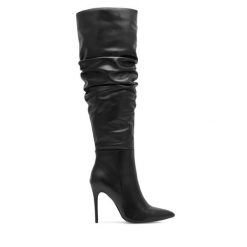 Kozaki Eva Minge. Czarne kozaki Eva Minge, bez wzorów, bez obcasa, na szpilce, bez zapięcia. Za 599.99 zł.