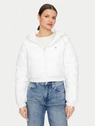 Tommy Jeans Kurtka puchowa DW0DW18313 Biały Cropped Fit. Białe kurtki Tommy Jeans, xl, bez wzorów, z jeansu, bez kaptura. Za 569.99 zł.