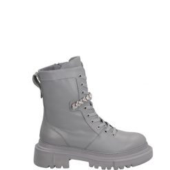 SZARE BOTKI 1006-47 LIG GREY. Szare botki Venezia, bez wzorów, ze skóry, bez obcasa, bez zapięcia. Za 319.00 zł.