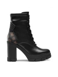 Guess Botki Xennia FL7XEN FAL10 Czarny. Czarne botki Guess, z aplikacjami, ze skóry, bez obcasa, na słupku, bez zapięcia. Za 419.99 zł.