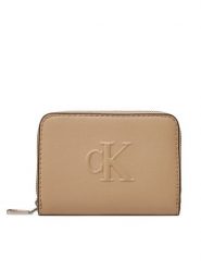 Calvin Klein Jeans Portfel Sculpted Med Zip Around Wallet LV04K1004G Beżowy. Brązowe portfele Calvin Klein Jeans, bez wzorów, z jeansu. Za 129.99 zł.
