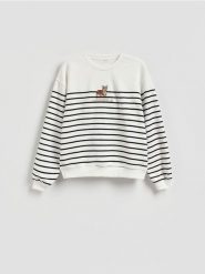 Bluza w paski z haftem - wielobarwny. Bluzy bez kaptura Reserved, l, bez wzorów, z bawełny, bez kaptura. Za 89.99 zł.