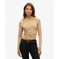 Top z długim rękawem zebrany z dzianiny. Brązowe bielizna termoaktywna damska Superdry, bez wzorów, z dzianiny, bez ramiączek. W wyprzedaży za 185.05 zł.