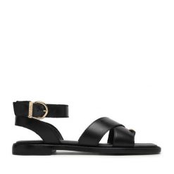 Sandały Beverly Hills Polo Club. Czarne sandały Beverly Hills Polo Club, bez wzorów, bez obcasa, na płaskiej podeszwie, bez zapięcia. Za 299.99 zł.