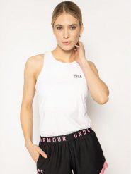 EA7 Emporio Armani Top 3HTH56 TJ29Z 1100 Biały Regular Fit. Białe topy EA7 Emporio Armani, s, bez wzorów, z bawełny, bez kołnierzyka, bez ramiączek. Za 289.99 zł.