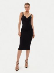 Elisabetta Franchi Sukienka koktajlowa AB-711-46E2-V360 Czarny Slim Fit. Czarne sukienki Elisabetta Franchi, bez wzorów, z syntetyku, wizytowe, bez kołnierzyka, bez ramiączek. Za 1,019.00 zł.