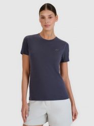 4F Koszulka trekkingowa z wełną Merino damska - szara XL. Szare t-shirty sportowe 4f, xl, bez wzorów, z dzianiny, bez ramiączek, trekkingowe. W wyprzedaży za 149.99 zł.