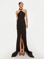 Elisabetta Franchi Sukienka wieczorowa AB-71-747E2-V640 Czarny Regular Fit. Czarne sukienki Elisabetta Franchi, bez wzorów, z wiskozy, wizytowe, bez kołnierzyka, bez ramiączek. Za 1,199.00 zł.