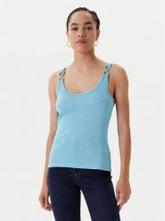 Morgan Top 251-DIDONI Turkusowy Slim Fit. Niebieskie topy Morgan, xs, bez wzorów, z wiskozy, bez kołnierzyka, bez ramiączek. Za 139.99 zł.