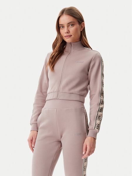 Guess Bluza V3RQ12 KB3P2 Brązowy Regular Fit. Brązowe bluzy Guess, xs, z aplikacjami, z bawełny, bez ramiączek, bez kaptura. Za 229.99 zł.