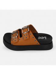 Lee Klapki "Cora" w kolorze jasnobrązowym rozmiar: 40. Brązowe klapki Lee, bez wzorów, klasyczne, z otwartym noskiem, bez obcasa, na platformie, bez zapięcia. Za 165.99 zł.