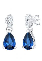 Elli Damskie krople z kryształami cyrkonii i szafirem syntetycznym w srebrze próby 925 Sterling Silver Kolczyki 1 ct. Szare kolczyki Elli, z cyrkonią, srebrne. Za 377.39 zł.