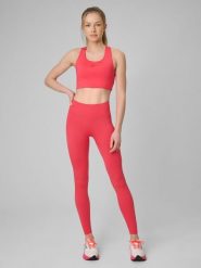 4F Legginsy treningowe bezszwowe damskie - czerwone XL/XXL. Czerwone legginsy 4f, bez wzorów, z dzianiny. Za 149.99 zł.