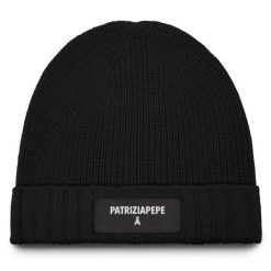 Czapka Patrizia Pepe. Czarne czapki zimowe Patrizia Pepe, bez wzorów. Za 399.99 zł.