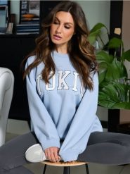 Bluza z napisem - błękitny. Niebieskie bluzy Sinsay, l, bez wzorów, bez ramiączek, bez kaptura. W wyprzedaży za 35.99 zł.