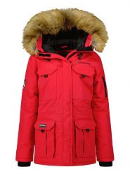 Geographical Norway Parka "Baliverne" w kolorze czerwonym rozmiar: XXL. Czerwone płaszcze Geographical Norway, xxl, z aplikacjami, bez kaptura. Za 225.05 zł.