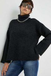 Mustang sweter z domieszką wełny damski kolor czarny z golfem. Czarne swetry Mustang, l, bez wzorów, z dzianiny, bez ramiączek. W wyprzedaży za 194.99 zł.