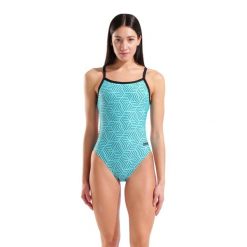 Strój kąpielowy damski Arena Allover Swimsuit Challenge Back. Niebieskie stroje jednoczęściowe Arena, bez wzorów, sportowe. Za 219.99 zł.