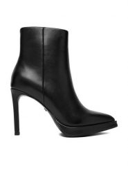 GINO ROSSI Botki EO-LUNA-LT2369A Czarny. Czarne botki Gino Rossi, bez wzorów, ze skóry, bez obcasa, na szpilce, bez zapięcia. Za 309.99 zł.