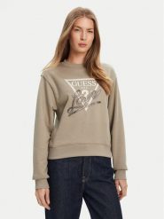 Guess Bluza W5YQ06 KB681 Zielony Regular Fit. Zielone bluzy Guess, m, z aplikacjami, z bawełny, bez ramiączek, bez kaptura. Za 299.99 zł.