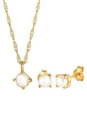 Elli Damski zestaw biżuterii Perły Wisior Kolczyki z perłami hodowli słodkowodnej pozłacane srebro 925 Sterling Silver Zestawy 1 ct. Szare kolczyki Elli, z perłą, pozłacane. Za 328.99 zł.