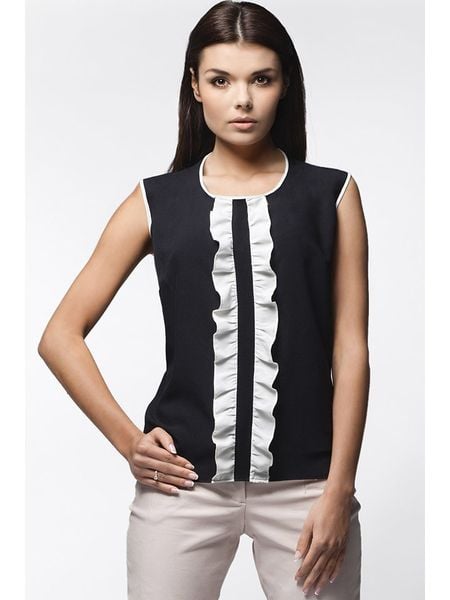 Awama Top w kolorze czarno-białym rozmiar: L. Czarne topy Awama, l, bez wzorów, bez kołnierzyka, bez ramiączek. Za 90.45 zł.