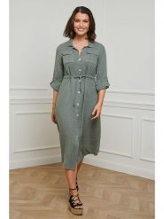 Curvy Lady Lniana sukienka w kolorze khaki rozmiar: 48/50. Brązowe sukienki Curvy Lady, na co dzień, bez wzorów, ze lnu, klasyczne, bez kołnierzyka, bez ramiączek, midi, proste. Za 138.87 zł.