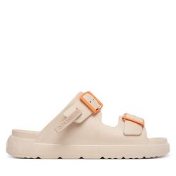 Klapki D.Franklin. Brązowe klapki D.Franklin, bez wzorów, bez obcasa, bez zapięcia. Za 169.99 zł.