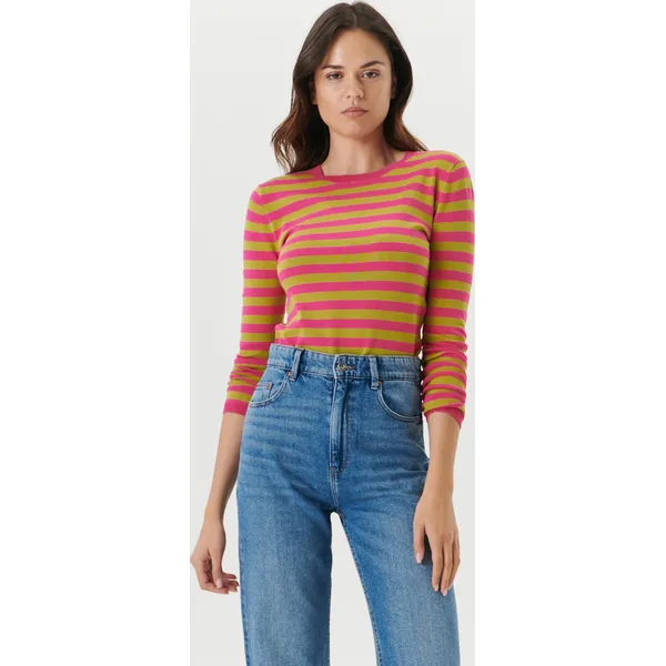 Sweter w paski - Różowy. Czerwone swetry Sinsay, l, bez wzorów, bez ramiączek. Za 39.99 zł.