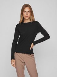 Vila Bluzka Thessa 14084649 Czarny Regular Fit. Czarne bluzki Vila, xs, bez wzorów, z bawełny, bez kołnierzyka, bez ramiączek. Za 59.99 zł.