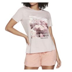 Koszulka Damska Skechers. Czerwone t-shirty sportowe Skechers, bez wzorów, bez ramiączek. Za 103.99 zł.