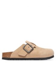 Birkenstock Klapki Boston Wire Buckle 1031573 Beżowy jasny. Brązowe klapki Birkenstock, bez wzorów, z nubiku, bez obcasa, bez zapięcia. Za 779.99 zł.