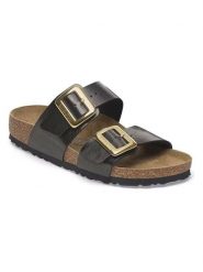 Birkenstock Klapki "Sydney" w kolorze czarnym rozmiar: 38. Czarne klapki Birkenstock, bez wzorów, klasyczne, z otwartym noskiem, bez obcasa, bez zapięcia. Za 427.45 zł.