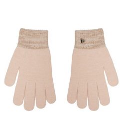 Rękawiczki Damskie Guess. Czerwone rękawiczki Guess, z aplikacjami, z dzianiny. Za 129.99 zł.
