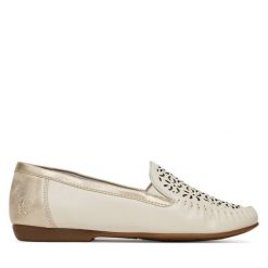 Mokasyny Rieker. Brązowe mokasyny Rieker, bez wzorów. Za 299.99 zł.