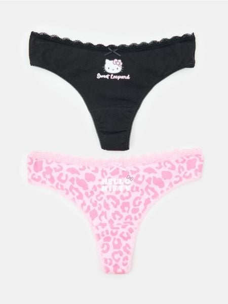 Bawełniane stringi 2 pack Hello Kitty - wielobarwny. Stringi Sinsay, bez wzorów, z bawełny. Za 19.99 zł.