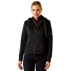 Damska bluza z kapturem full zip Ariat Radiance. Czarne bluzy z kapturem Ariat, bez wzorów, z kapturem, do jazdy konnej. Za 449.00 zł.