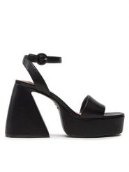 Steve Madden Sandały Paysin SM11002379-001 Czarny. Czarne sandały Steve Madden, bez wzorów, ze skóry, bez obcasa, na słupku, bez zapięcia. Za 339.99 zł.