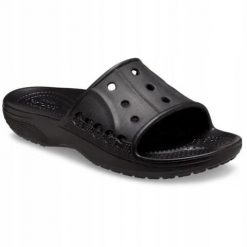 Klapki Dla Dorosłych Crocs Baya II Slide. Czarne klapki Crocs, bez wzorów, z materiału, bez obcasa, bez zapięcia. Za 99.99 zł.