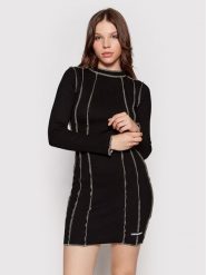 Sixth June Sukienka dzianinowa 12191 Czarny Slim Fit. Czarne sukienki Sixth June, s, bez wzorów, z bawełny, bez kołnierzyka, bez ramiączek. Za 99.99 zł.