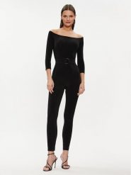 NORMA KAMALI Kombinezon KK123JPL964001 Czarny Slim Fit. Czarne sukienki Norma Kamali, m, bez wzorów, z syntetyku, bez kołnierzyka, bez ramiączek. Za 659.99 zł.