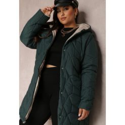 Ciemnozielona Kurtka z Odpinanym Rękawem i Wiązanym Paskiem Panthe. Zielone kurtki Renee, na zimę, plus size, bez wzorów, z jeansu. W wyprzedaży za 293.99 zł.