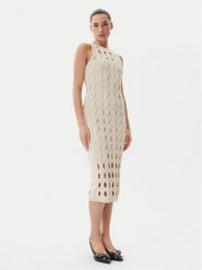 PINKO Sukienka dzianinowa Allan 105190 A2LW Beżowy Regular Fit. Brązowe sukienki Pinko, s, bez wzorów, z dzianiny, bez kołnierzyka, bez ramiączek. Za 1,109.00 zł.