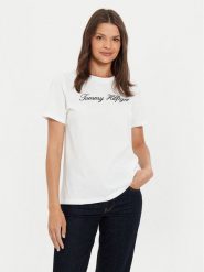 Tommy Hilfiger T-Shirt Script WW0WW43459 Écru Regular Fit. T-shirty Tommy Hilfiger, xl, bez wzorów, z bawełny, bez kołnierzyka, bez ramiączek. Za 129.99 zł.